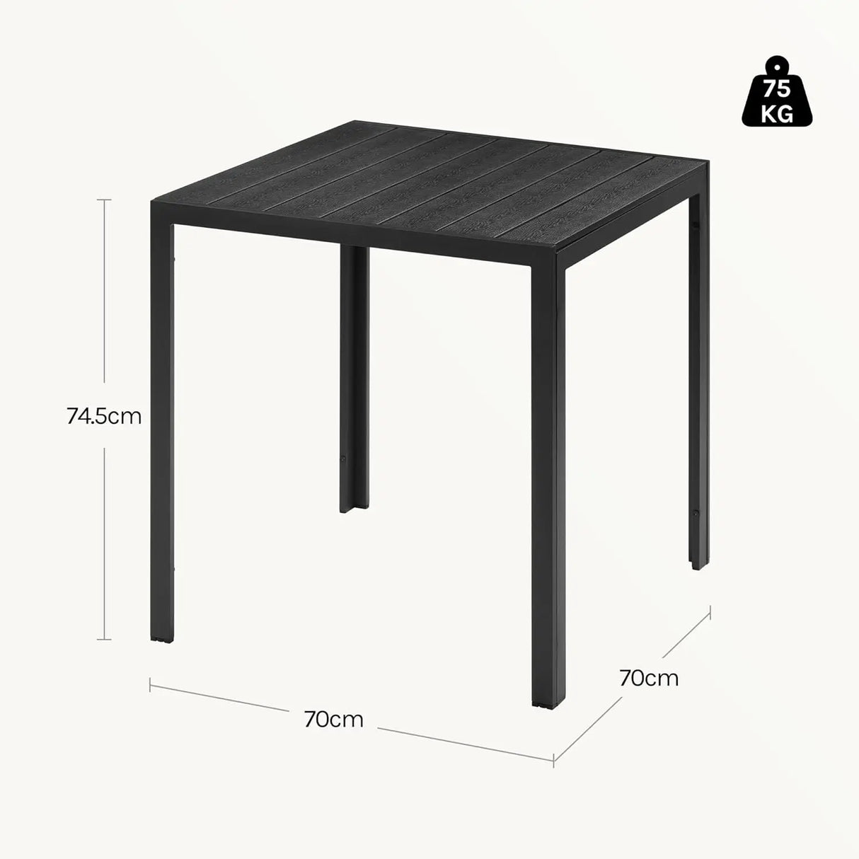 Moderne BukkitBow tuintafel met aluminium frame en WPC tafelblad, geschikt voor buiten, stijlvolle en duurzame eettafel.