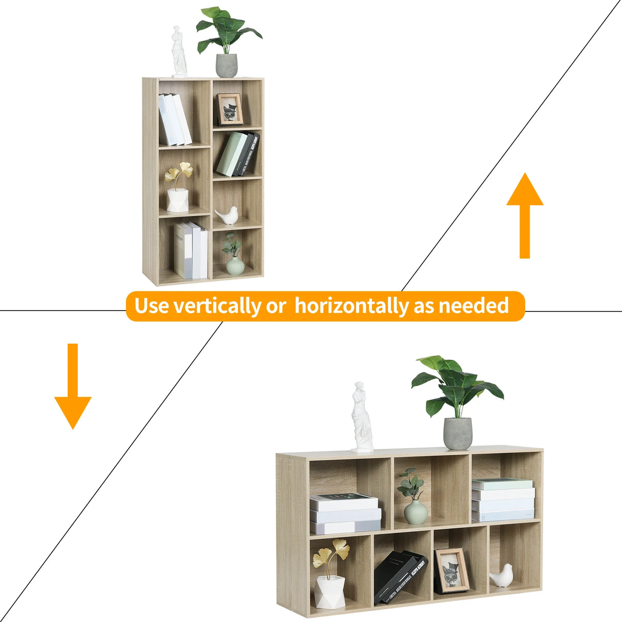 BukkitBow - Moderne Vakkenkast met 7 Vakken - Scandinavisch Design