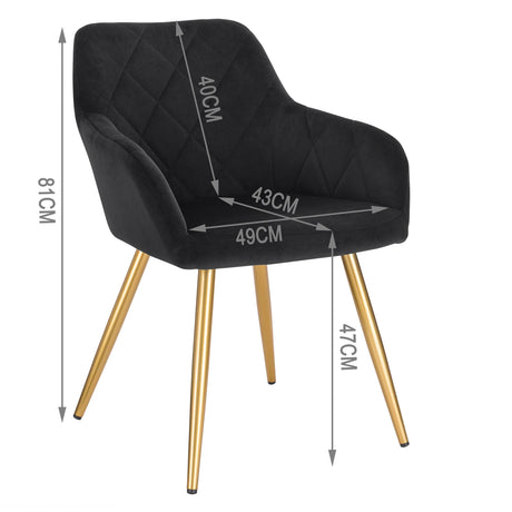 Moderne velvet eetkamerstoel van BukkitBow met armleuningen en metalen poten, comfortabele en stijlvolle zitoptie voor de eethoek