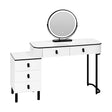 Moderne witte en zwarte kaptafel van BukkitBow met geïntegreerde LED-spiegel, stijlvolle en functionele make-up tafel.