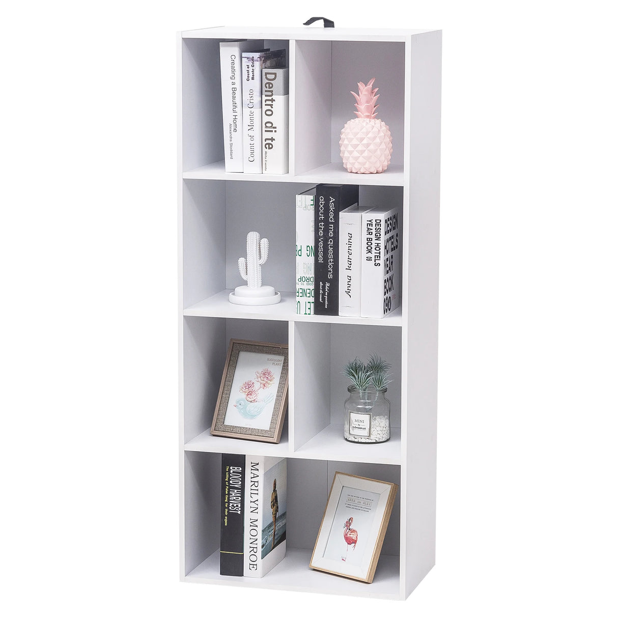 BukkitBow - Moderne Witte Boekenkast met 6 Open Vakken - 118cm Hoog
