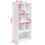 BukkitBow - Moderne Witte Boekenkast met 6 Open Vakken - 118cm Hoog