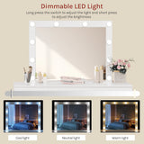 Moderne witte BukkitBow kaptafel met 7 laden, ingebouwd stopcontact en LED-verlichting, geschikt voor stijlvolle slaapkamers.