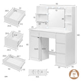Moderne witte BukkitBow kaptafel met stopcontact en Hollywood verlichting, geschikt voor een stijlvolle slaapkamer of kleedruimte.