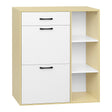 Moderne witte schoenenkast van BukkitBow met kantelbakken en lade, geschikt voor het opbergen van schoenen en accessoires.