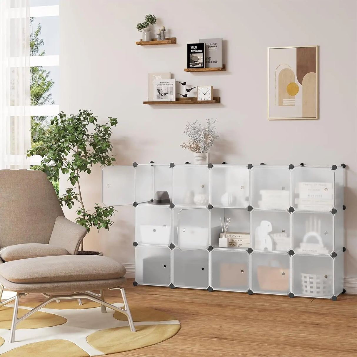 BukkitBow modulair opbergsysteem met 15 cubes en magnetische deuren, opbergrek voor georganiseerde opslag.