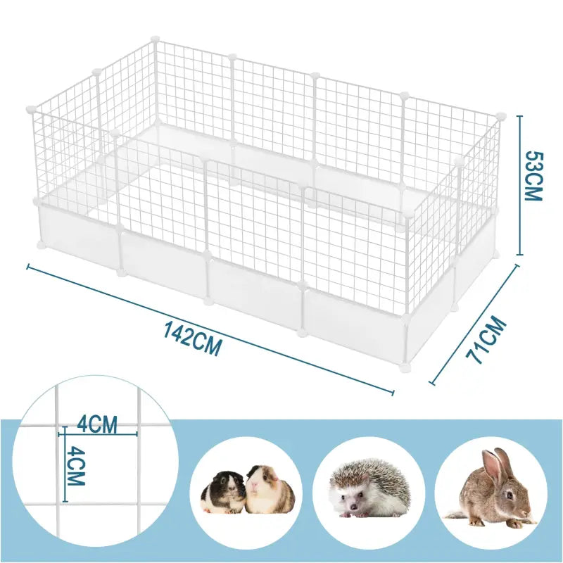 Modulaire BukkitBow dierenren voor cavia's, konijnen en kittens, 142x71x53cm, inclusief aanpasbare panelen en stevig frame