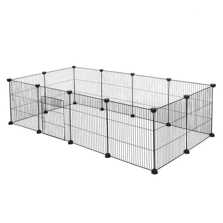 Modulaire BukkitBow knaagdierenren met ijzeren panelen, geschikt voor konijnen en knaagdieren, 72x36x142cm, stabiel en veilig.