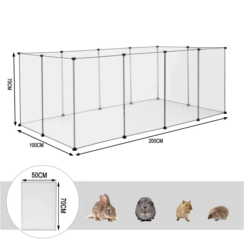Modulaire BukkitBow dierenren voor knaagdieren en konijnen, stevige panelen, 100x200x70cm, geschikt voor knaagdieren en konijnen.