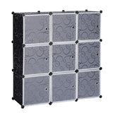Modulaire BukkitBow opbergkast met 9 compartimenten, geschikt als schoenenkast, in wit of zwart, 105x105x35 cm, voor kleding en schoenen.