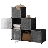 BukkitBow modulaire schoenenkast met 6 kubussen, stevig en ruimtebesparend, flexibel ontwerp, 35x35x35cm, schoenenrek in zwart