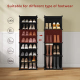 Zwart BukkitBow modulaire schoenenkast met 8 vakken voor 32 paar schoenen, geschikt als schoenenrek.