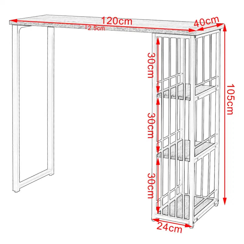 Multifunctionele BukkitBow bartafel met 3 opbergvakken in licht eikenhout, donker beukenhout, zwart of wit hout, 120x40cm