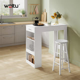 Moderne BukkitBow bartafel met wijnrek en lade, zwart ontwerp, multifunctioneel voor eet- en lounge-ruimtes.