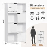 BukkitBow multifunctionele boekenkast met 8 compartimenten, compact en stijlvol, veilig ontwerp, afmetingen 60x120x30cm