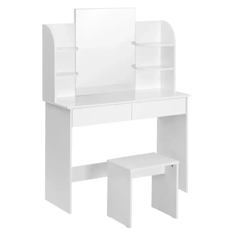 BukkitBow multifunctionele houten kaptafel set met modern ontwerp, 108x40x142cm, ruimtebesparend en stijlvol voor je slaapkamer