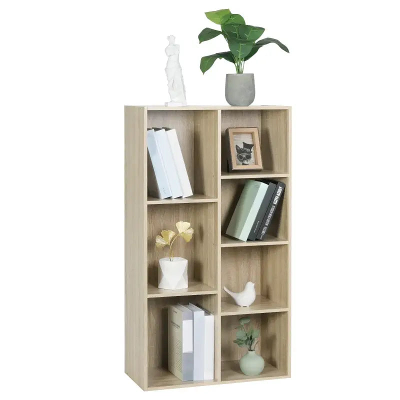 BukkitBow multifunctionele kubus boekenkast met 7 vakken, ruimtebesparend en eenvoudig te monteren, afmetingen 59,5x29,5x108 cm.