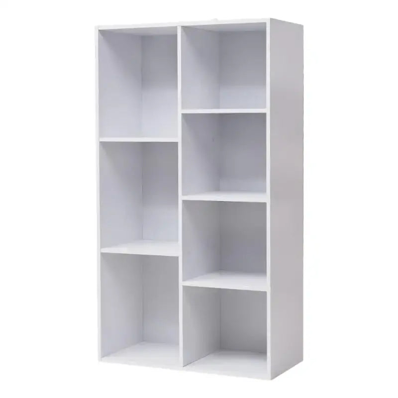 BukkitBow multifunctionele kubus boekenkast met 7 vakken, ruimtebesparend en eenvoudig te monteren, afmetingen 59,5x29,5x108 cm.