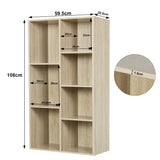 BukkitBow multifunctionele kubus boekenkast met 7 vakken, ruimtebesparend en eenvoudig te monteren, afmetingen 59,5x29,5x108 cm.