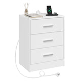 Houtnachtkastje van BukkitBow met 3 laden en USB-oplaadstation, modern ontwerp, geschikt als bedside table