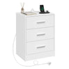 Houtnachtkastje van BukkitBow met 3 laden en USB-oplaadstation, modern ontwerp, geschikt als bedside table
