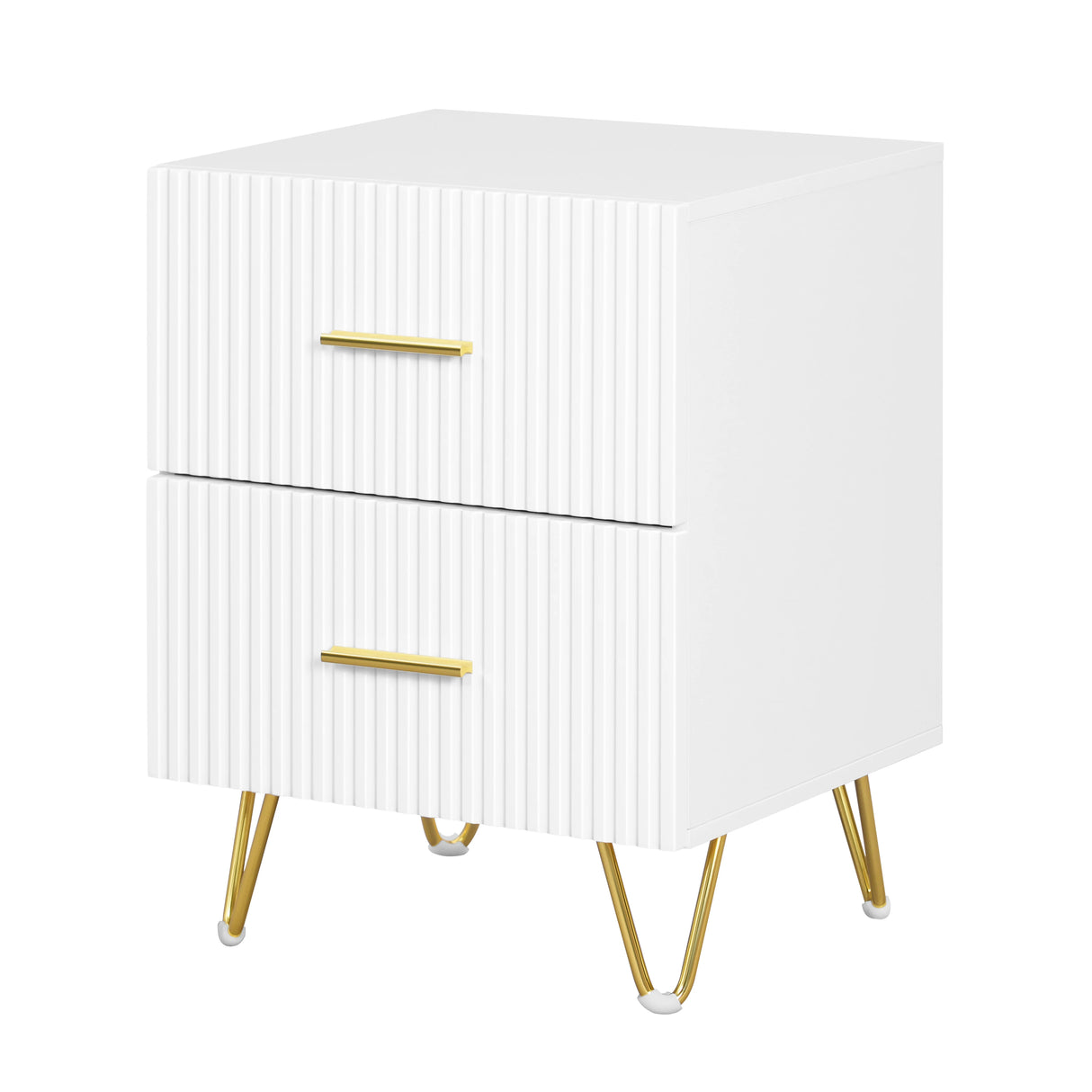BukkitBow nachtkastje van MDF en hout met twee lades, geschikt als bijzetkastje voor de slaapkamer.