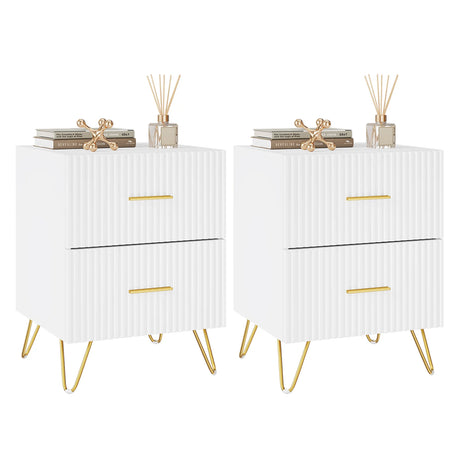 BukkitBow Nachtkastje van MDF en hout met 2 lades, bijzetkastje voor de slaapkamer, modern en functioneel design
