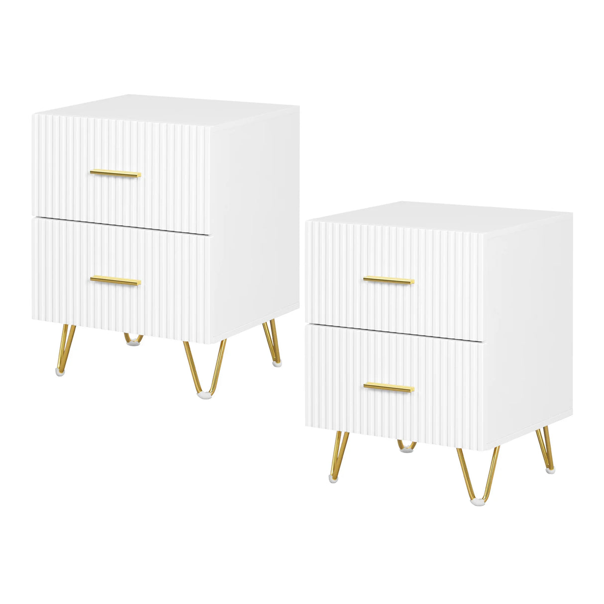 BukkitBow nachtkastje van MDF en hout met 2 lades, bijzetkastje voor slaapkamer, modern design en praktische opbergruimte.