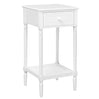Wit BukkitBow nachtkastje met lade en blank, barokstijl, massief houten poten, elegant en functioneel meubelstuk