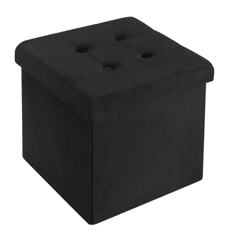 BukkitBow poef met opbergruimte, stevige constructie, multifunctioneel gebruik, afmetingen 37,5x37,5x38 cm, zwart en houten details.