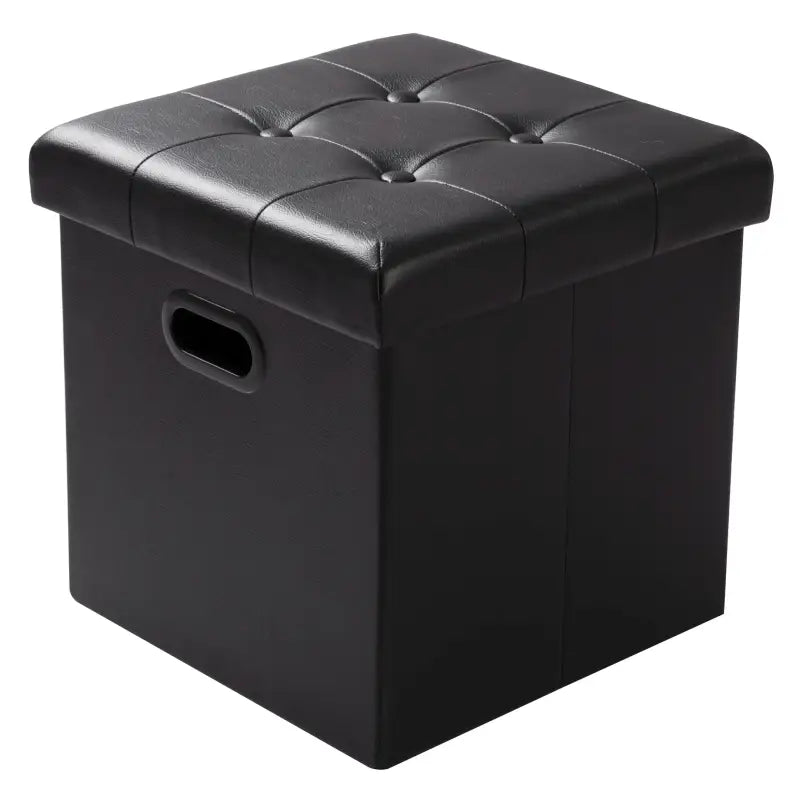 BukkitBow opbergpoef van leder en fluweel, comfortabel zitmeubel met 38L capaciteit, 37,5x37,5x38cm.