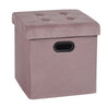 Lederen en fluwelen opbergpoef van BukkitBow met zitfunctie, 38L capaciteit en afmetingen 37,5x37,5x38cm, comfortabel en praktisch.