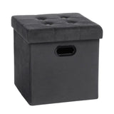 BukkitBow opbergpoef met leren en fluwelen bekleding, comfortabel zitmeubel, 38L capaciteit, 37,5x37,5x38cm in de afbeelding