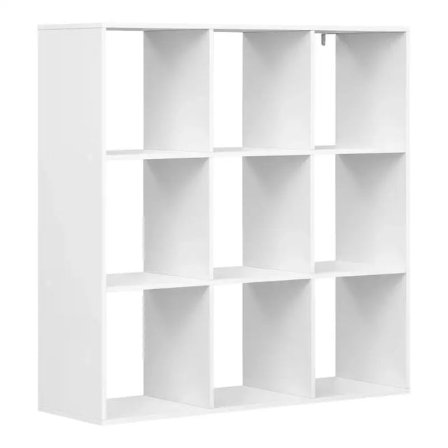 BukkitBow open boekenkast met 9 vakken, hout en melamine fineer, ruimtebesparend en stabiel, 94x93x29,5 cm