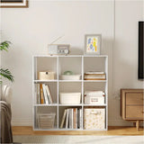 BukkitBow open boekenkast met 9 vakken, hout en melamine fineer, ruimtebesparend en stabiel, 94x93x29,5 cm