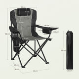 BukkitBow opvouwbare campingstoel met hoge rugleuning, koelvak en stevige frame, ideaal voor outdoor kamperen en relaxen.