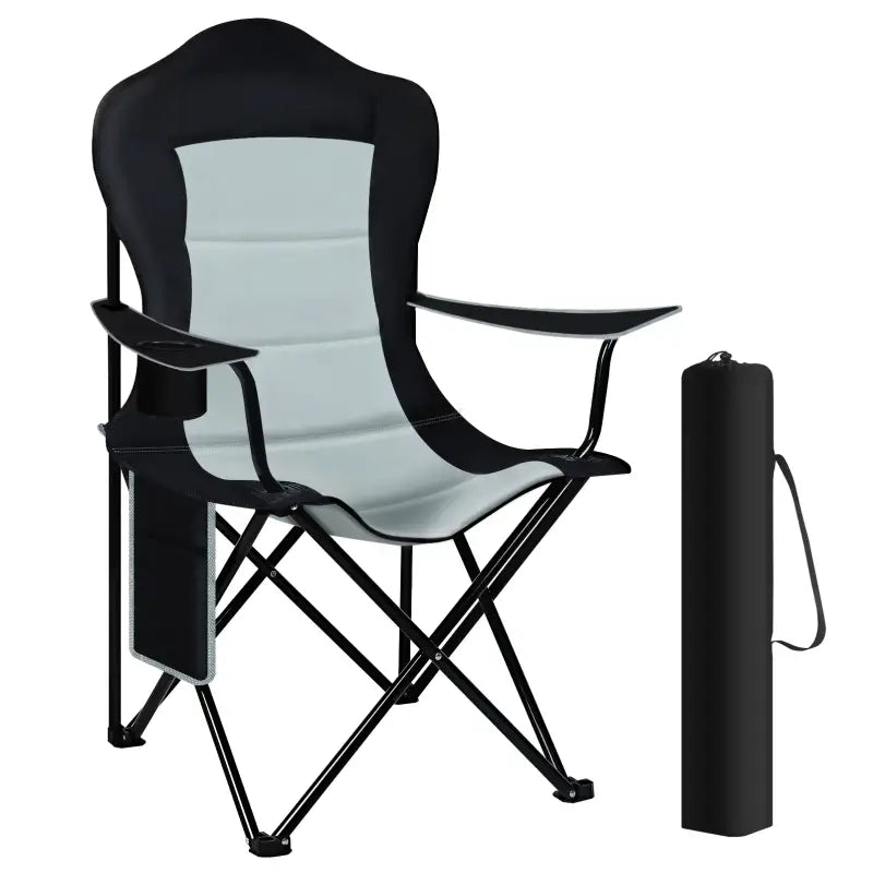 BukkitBow opvouwbare campingstoel met oxford doek, bekerhouder, zijvak, max 150 kg, comfortabel en ruimtebesparend