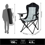 BukkitBow opvouwbare campingstoel met oxford doek, ijzeren frame, bekerhouder en zijvak, comfortabel en ruimtebesparend.
