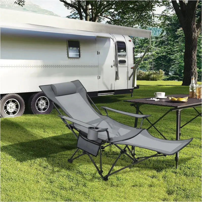 BukkitBow opvouwbare campingstoel met Oxford stof, gepoedercoat metalen frame, mesh zitvlak en verstelbare rugleuning
