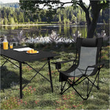 BukkitBow opvouwbare campingstoel met Oxford stof, gepoedercoat metalen frame, verstelbare rugleuning en mesh zitting, draagbaar