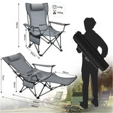 BukkitBow opvouwbare campingstoel met oxford stof, gepoedercoaten metalen frame en verstelbare rugleuning, draagbaar en lichtgewicht