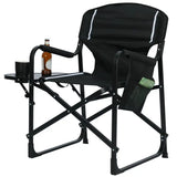 BukkitBow opvouwbare campingstoel met versterkt aluminium frame, Oxford stof, 150 kg draagvermogen, inclusief tafeltje en bekerhouder