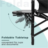 BukkitBow opvouwbare campingstoel met versterkt aluminium frame, Oxford stof, inklapbaar tafel en bekerhouder, draagvermogen tot 150 kg