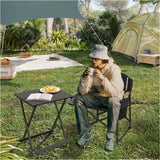 BukkitBow opvouwbare campingstoel met versterkt aluminium frame, Oxford stof, inclusief tafeltje en bekerhouder, 150 kg draagvermogen