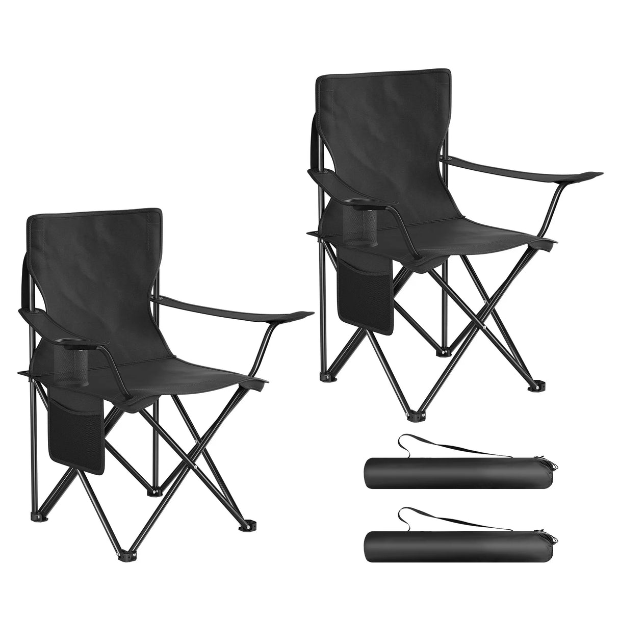BukkitBow opvouwbare campingstoel set van 2 met bekerhouder en draagtas, lichte en comfortabele campingstoelen voor buitengebruik