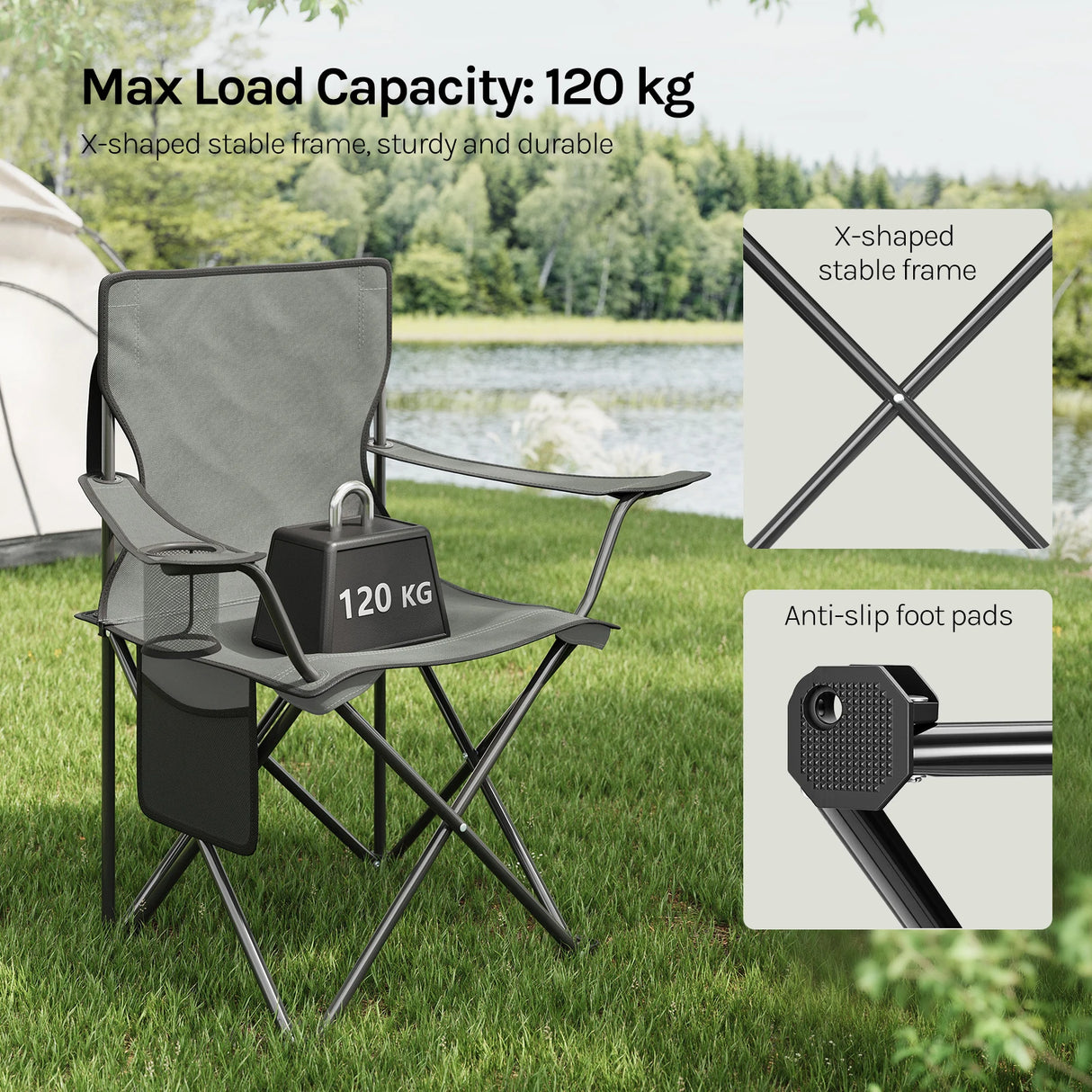 BukkitBow opvouwbare campingstoel set van 2 met bekerhouder en draagtas, inklapbare campingstoelen voor outdoor gebruik