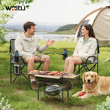 Set van 2 opvouwbare BukkitBow campingstoelen met bekerhouder en draagtas, lichte en comfortabele outdoor zitplaatsen