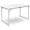 BukkitBow opvouwbare campingtafel met aluminium frame en MDF blad, verstelbare hoogte, draagbaar handvat, 120x70x60cm, 30kg draagvermogen