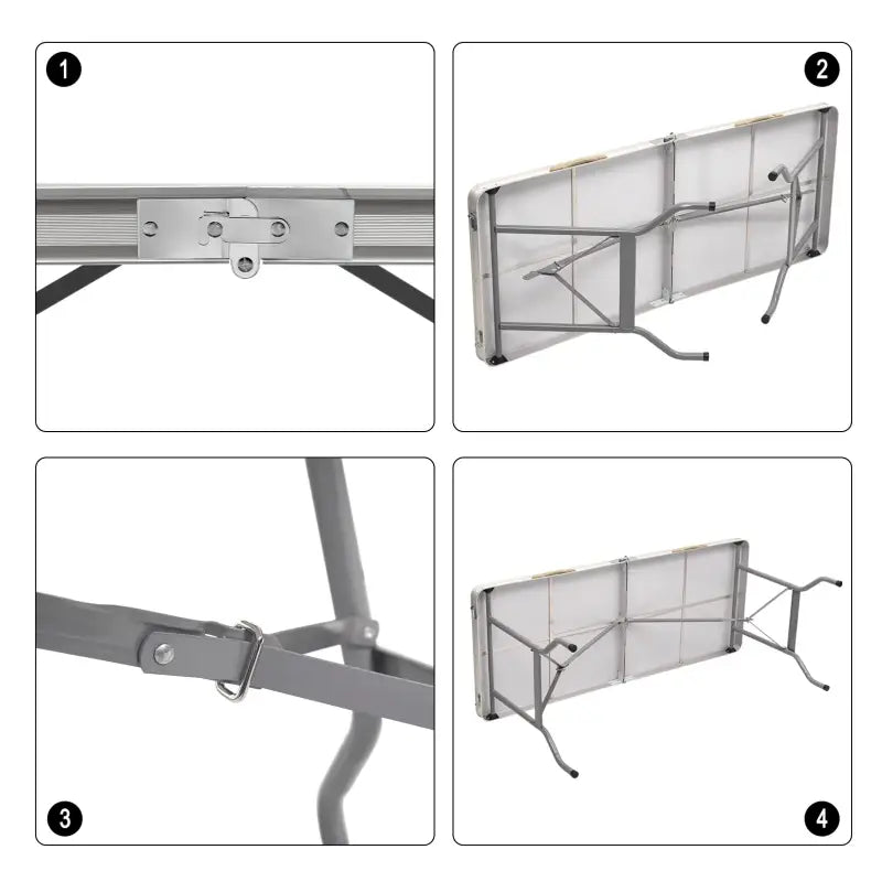 BukkitBow opvouwbare campingtafel met ijzeren buizen, aluminium frame en MDF blad, 50x69,5x60cm, draagbaar en tot 45kg belastbaar
