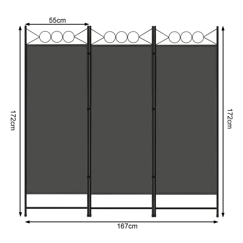 BukkitBow opvouwbare kamerscherm in donkergrijs, 167x172cm of 223x172cm, voor privacy en scheiding in huis.